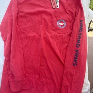 Vineyard Vines Boys (16) Vibrant Red Long Sleeve Tee